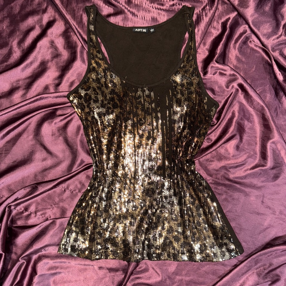 Apt. 9 Black and Gold Sequin Tank Top